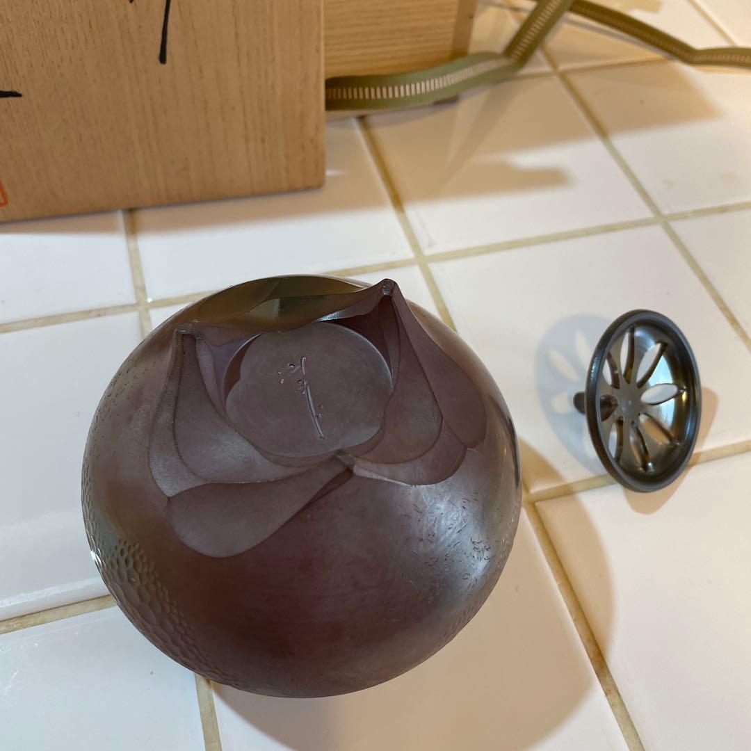 常滑焼　名工　小西洋平作　窯変練込　香道具　香炉　共箱　伝統工芸