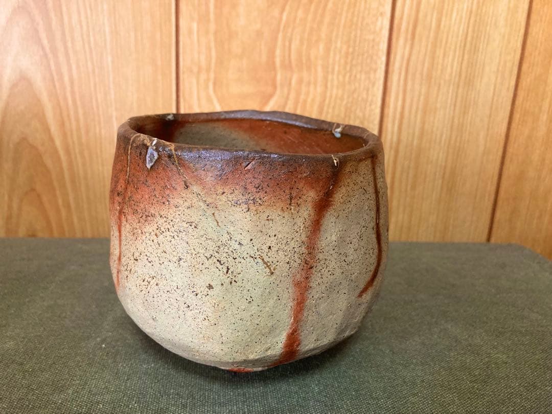 末廣学 備前焼 緋襷茶碗 (検索 焼き締め 森陶岳 火襷