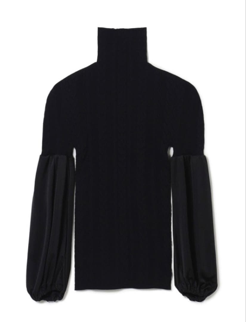 チャコット　ノーソーイングニット　ドレープスリーブハイネックトップ　ブラック　②