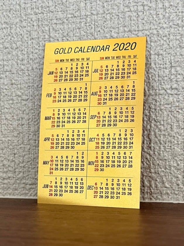 純金ファインゴールド　ミニカレンダー　三菱マテリアル
