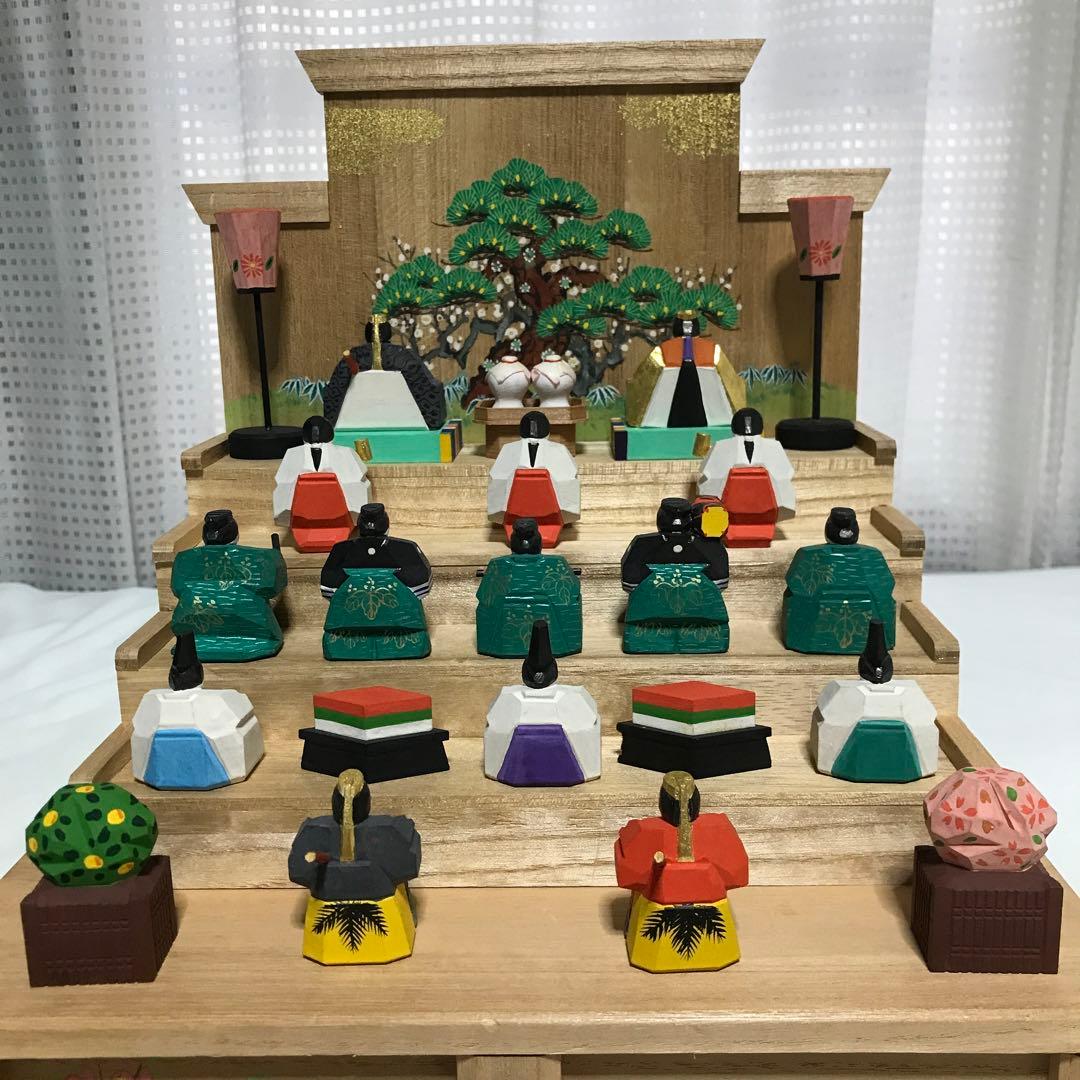 【美品・レア物】奈良一刀彫　ひな壇　雛人形15人揃　神泉作
