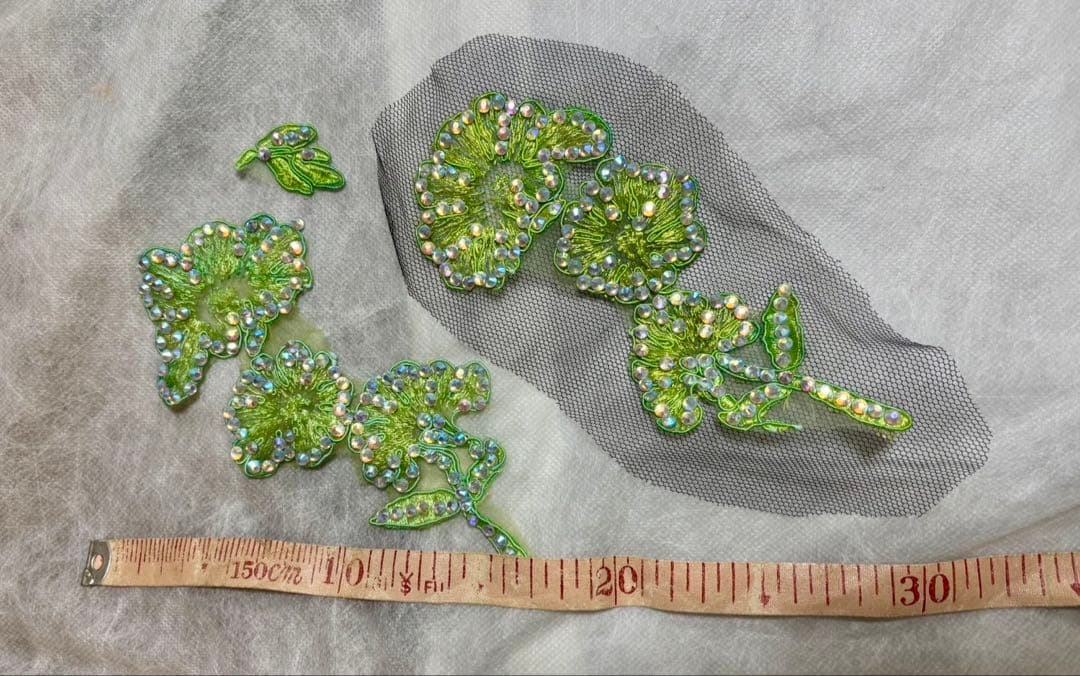 社交ダンス 白樺 ラテンドレス 黄緑 蛍光 M