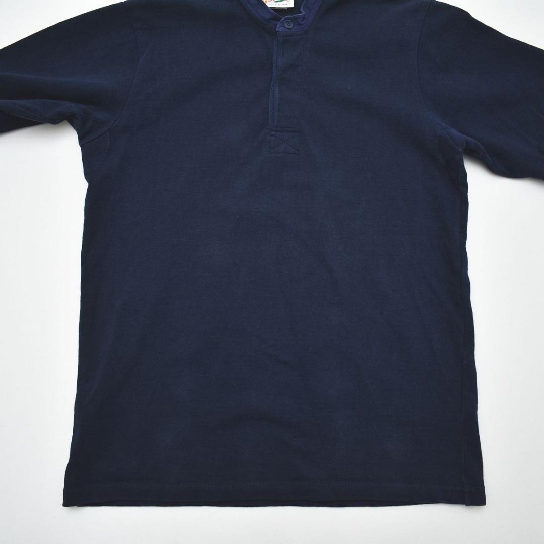 90sヴィンテージ カナダ製 バーバリアン バンドカラー ラガーシャツ XL 紺