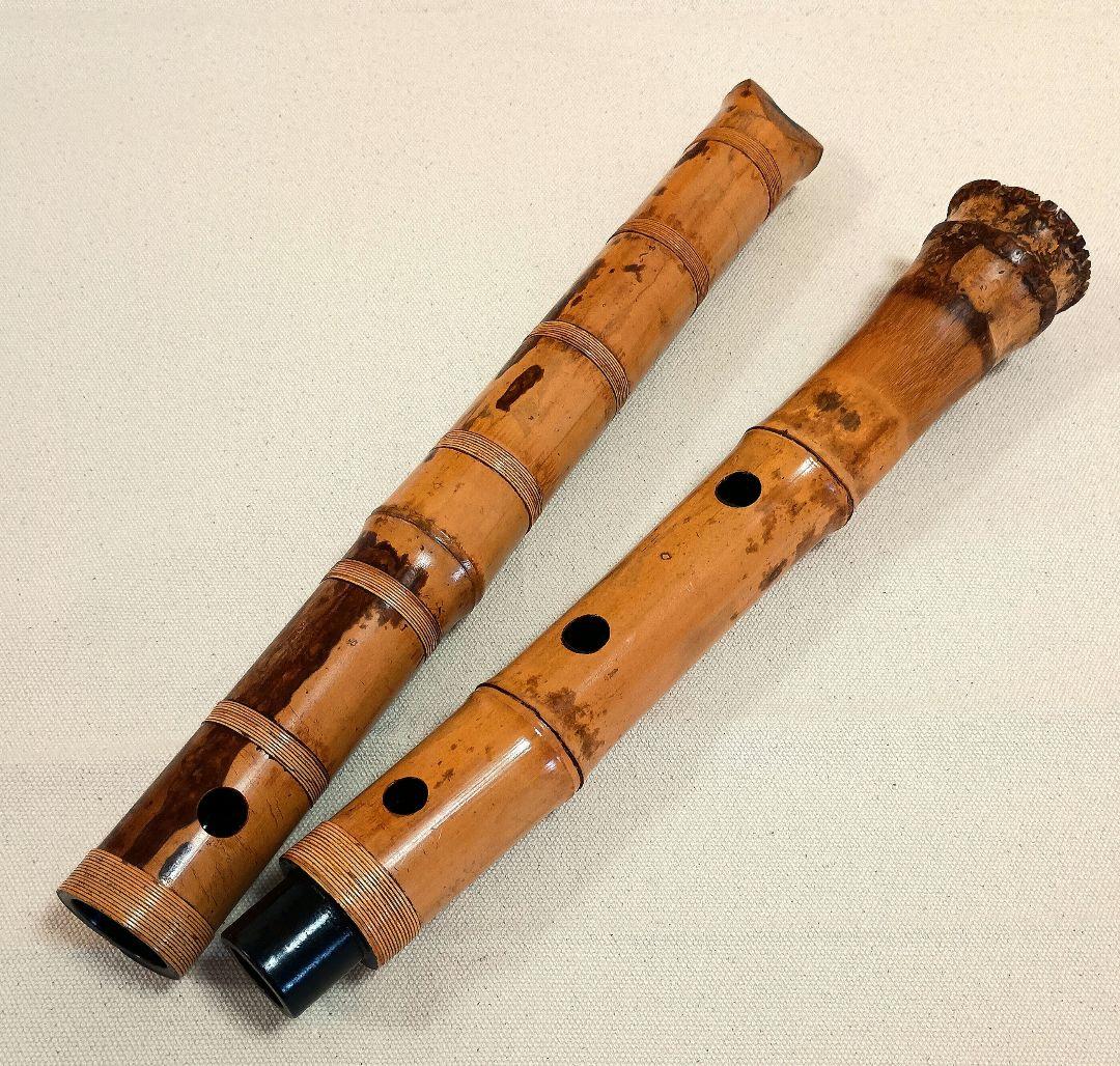 美模様の老竹名管！最高級三印管☆鳳月銘の二尺管尺八！