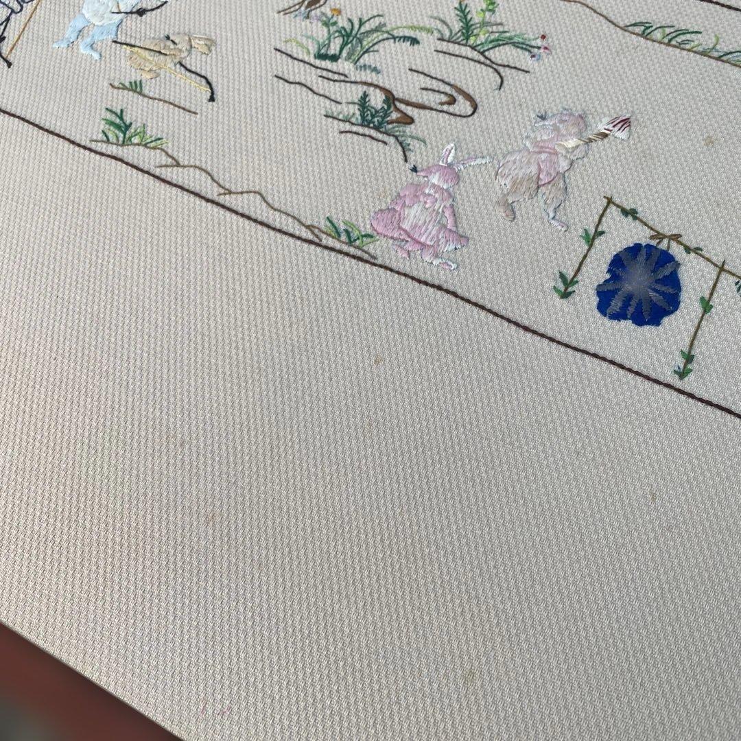 刺繍の動物　鳥獣戯画　風炉先屏風　茶道具