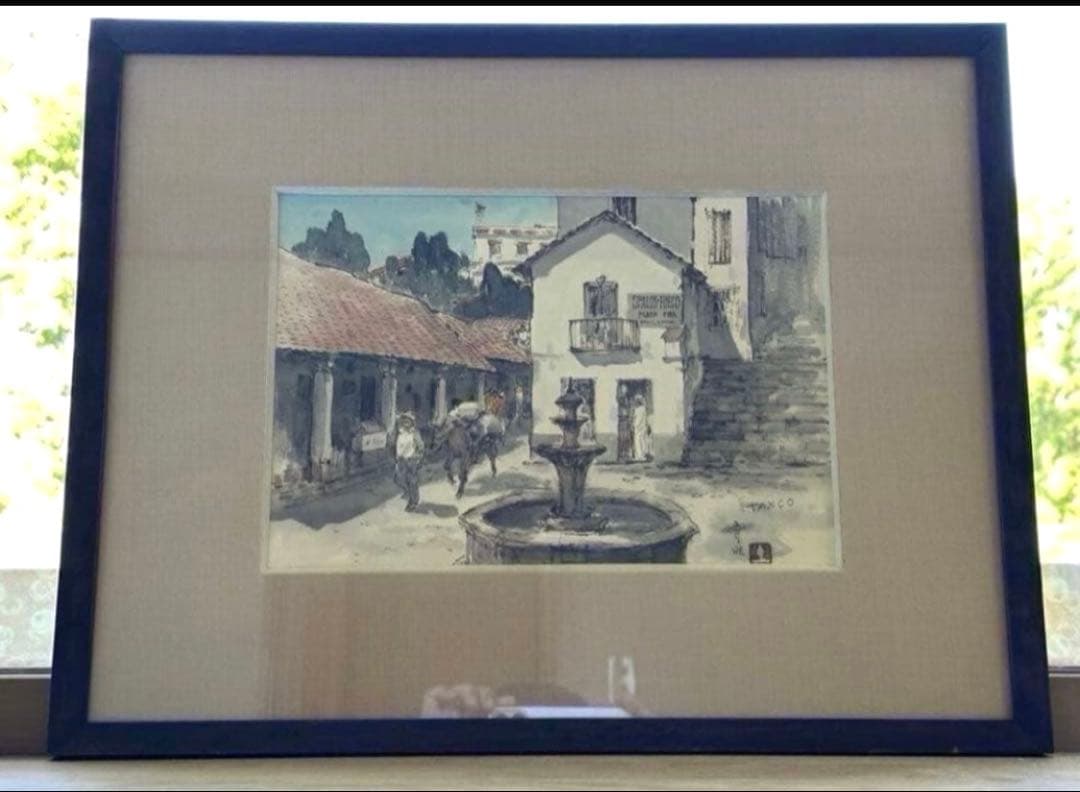 【真作】呉斉旺 TAXCO 水彩画 風景画