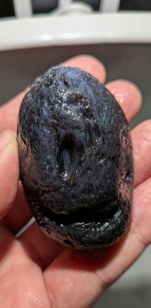原石　十勝石玲瓏　ブルーベースレインボーオブシディアン　超特級品