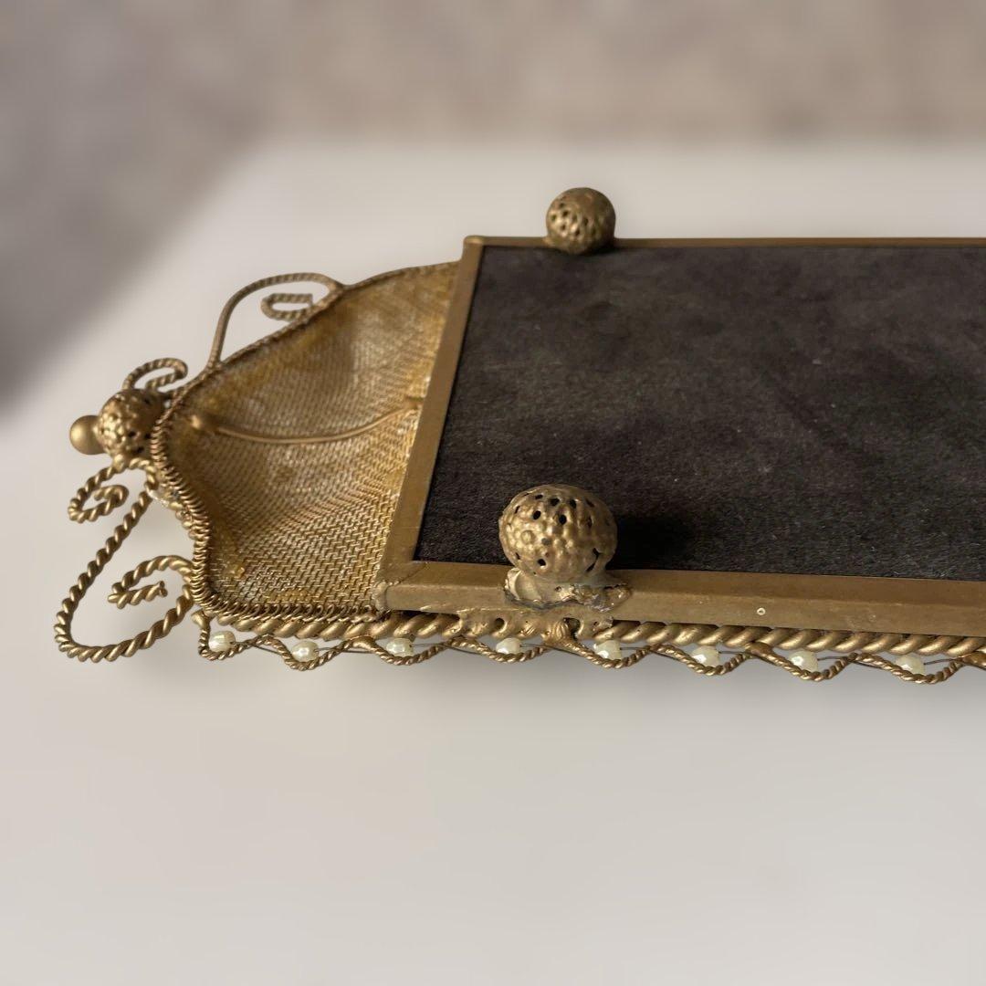 アンティーク装飾ミラー　ミラートレイ　アクセサリートレイ　ヴィクトリア調