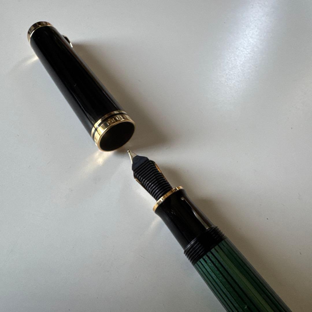 ペリカン 万年筆スーベレーン M800 グリーンストライプ緑縞 Fニブ 細字