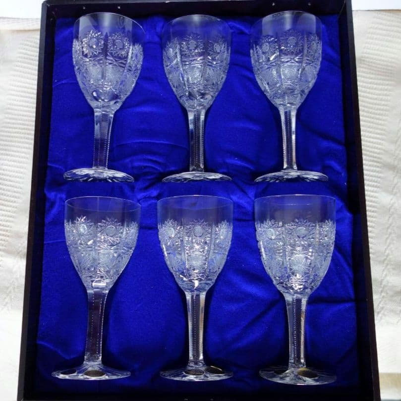 未使用箱付　6個　ワイングラス　ボヘミアガラス　500PK　クリスタルガラス