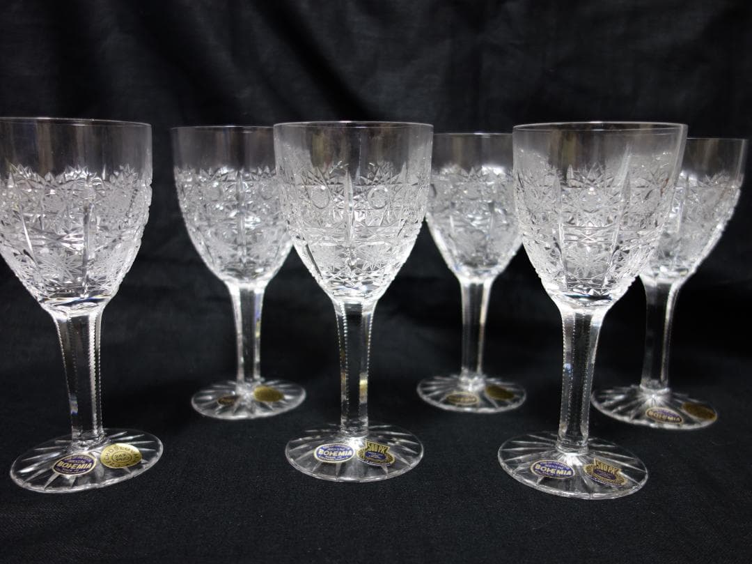 未使用箱付　6個　ワイングラス　ボヘミアガラス　500PK　クリスタルガラス