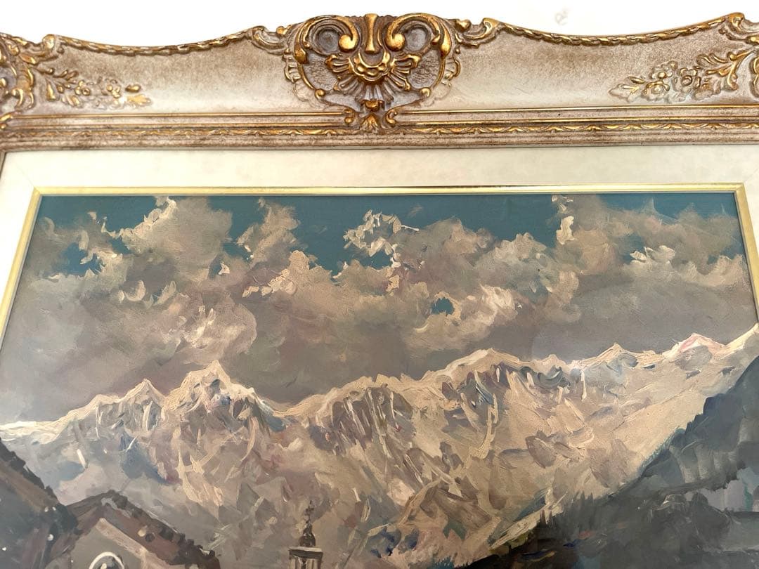 風景画　絵画　大型　額絵　イタリア　額縁　アンティーク　高級額縁　イタリア　画家