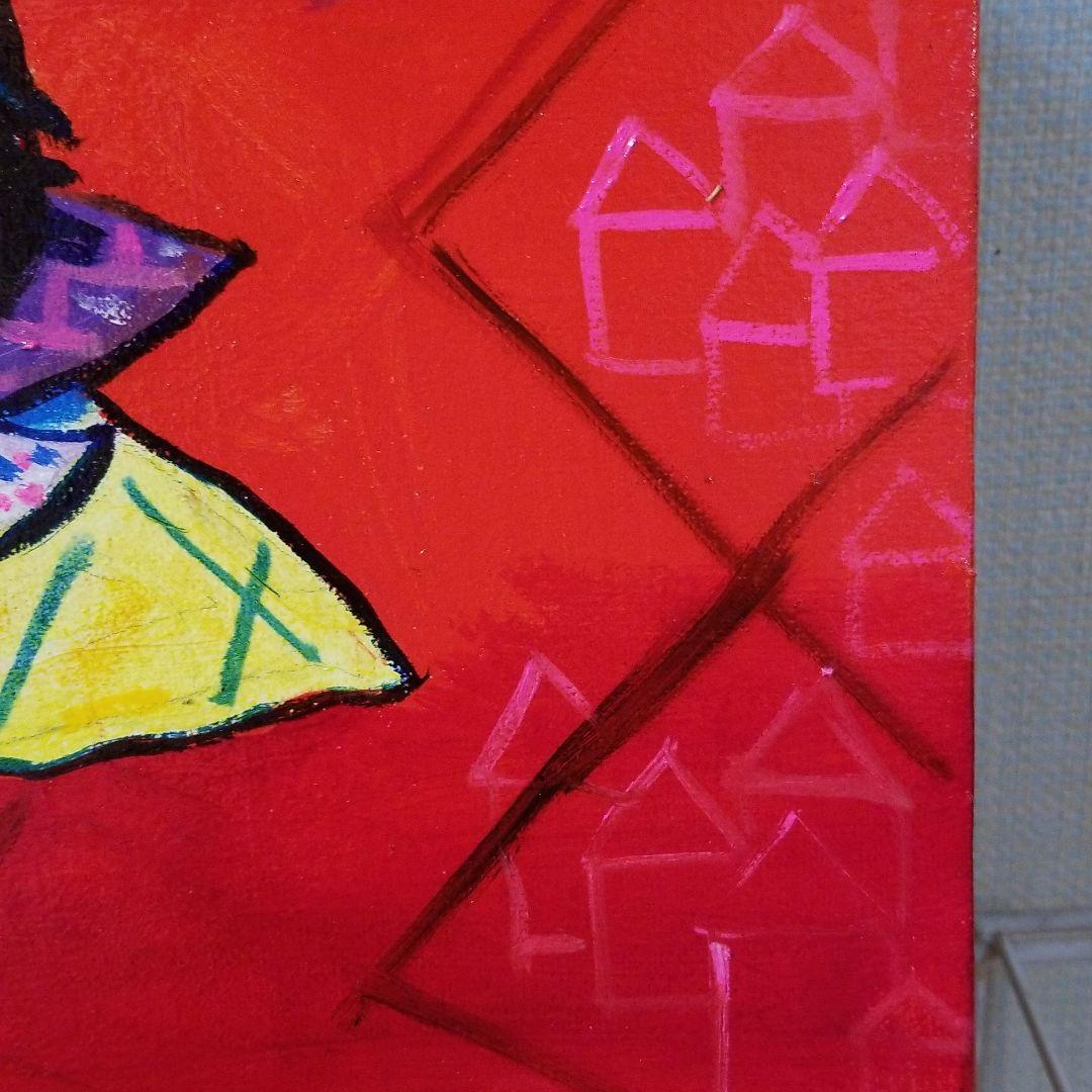 油絵　専用　何度もフラフープに入る鳥