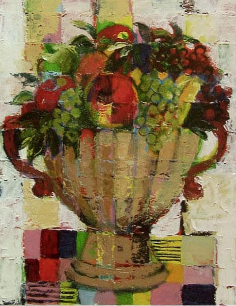 油絵 菅家令子 絵 絵画インテリア 額付(黒) uF6-113002 静物 果物