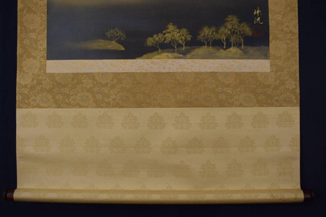 【真作】岡本珠洸/富獄図/富士山図/横物/掛軸☆宝船☆Y-701　JM