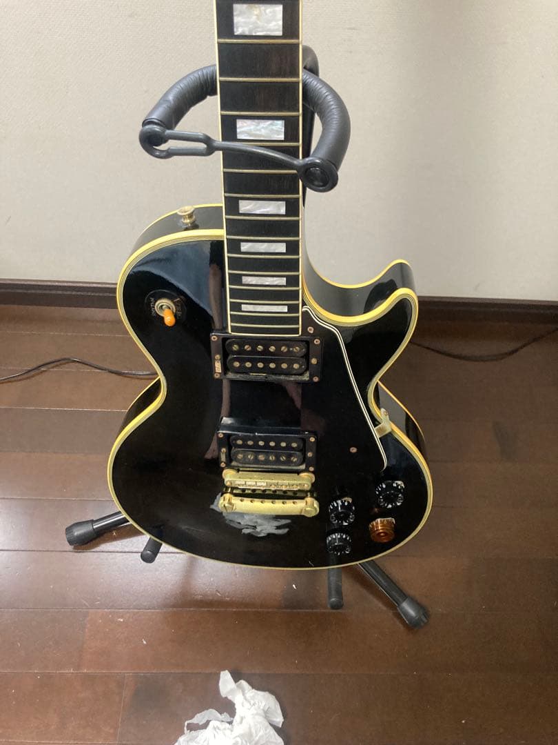 Burny ブラックレスポールカスタム　イナズマインレイ　ジャンク