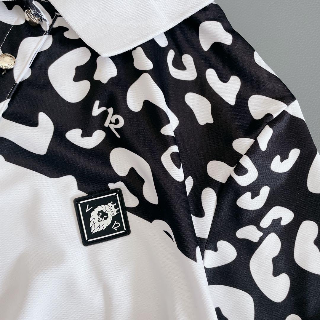 V12 ヴィトゥエルヴ ゴルフ 半袖ポロシャツ 1/M レオパード　ホワイト