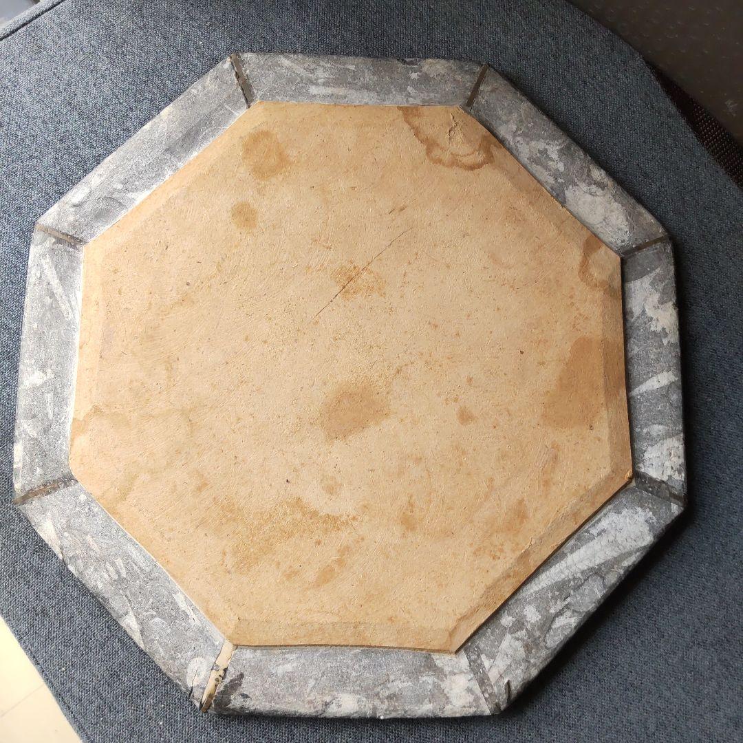 レア！アンモナイト化石 他生物の大理石八角形オブジェプレート！