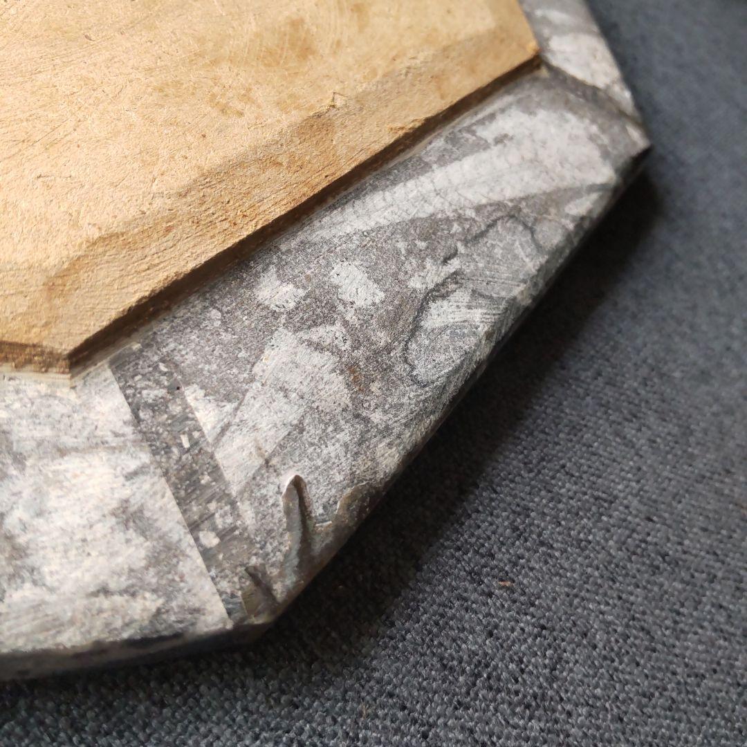 レア！アンモナイト化石 他生物の大理石八角形オブジェプレート！