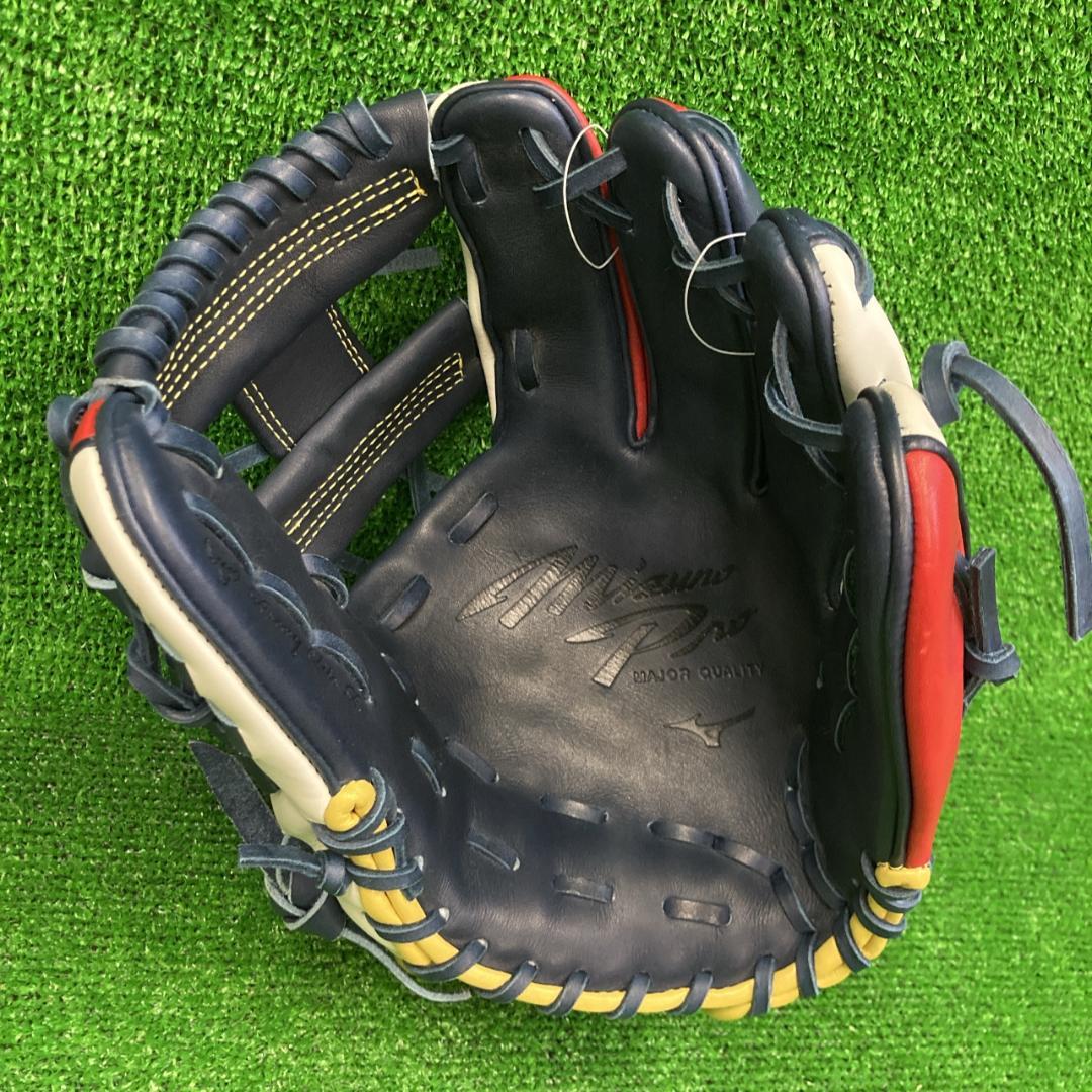 新品 ミズノプロ 軟式用グラブ 内野手用 Dブルー×レッド 1AJGR28103