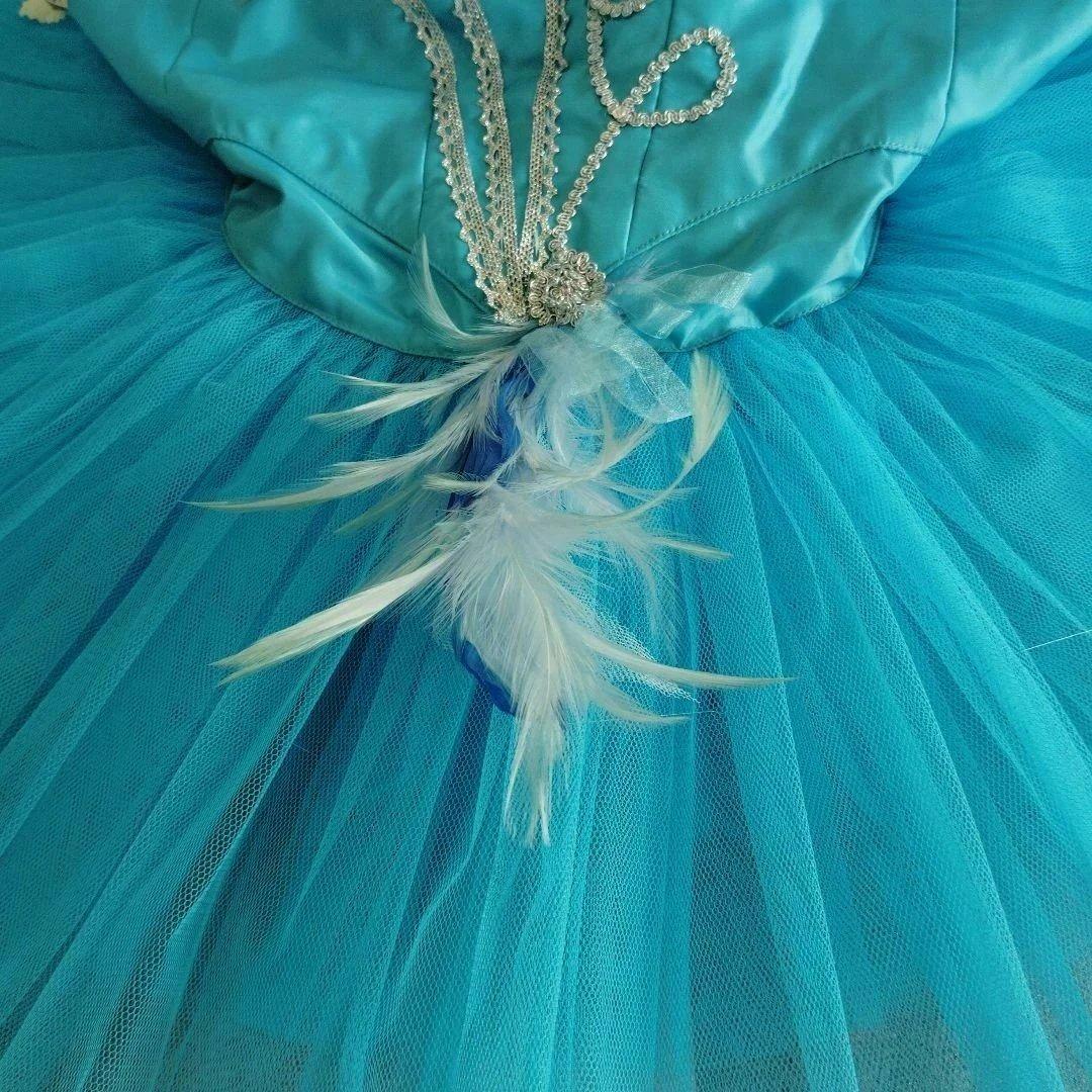バレエ　シルビア製5号　水色クラシックチュチュ　髪飾り、袖付2着まとめ