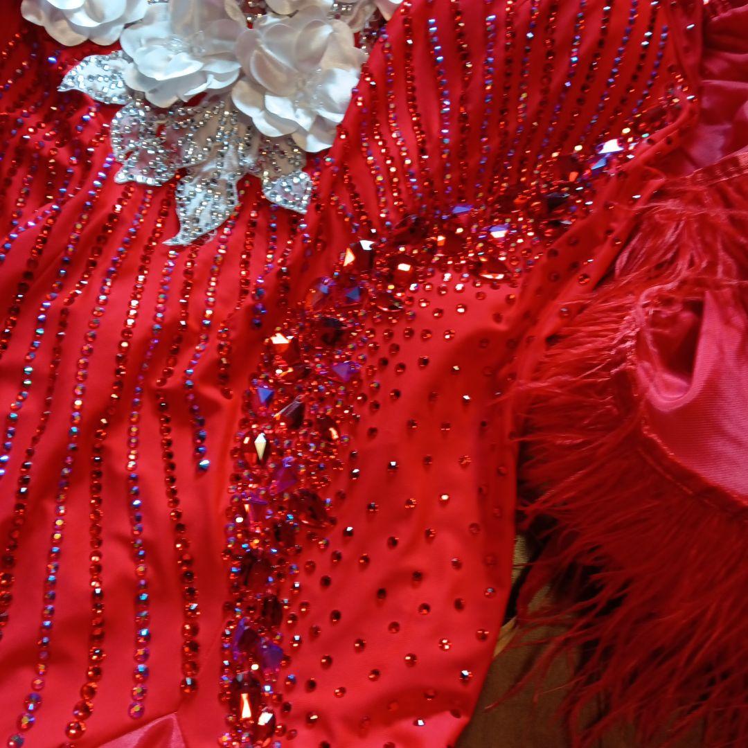 専用✨️豪華オーダー✨️社交ダンススタンダードドレス（Ｌサイズ）赤&白グラデー