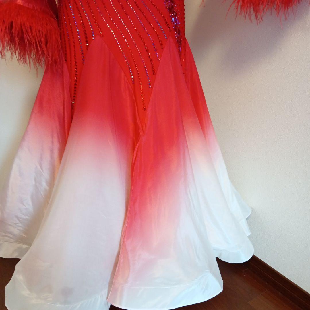 専用✨️豪華オーダー✨️社交ダンススタンダードドレス（Ｌサイズ）赤&白グラデー