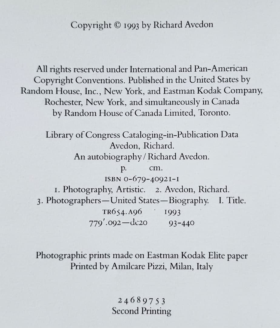 AN AUTO-BIOGRAPHY RICHARD AVEDON 外箱付き美品