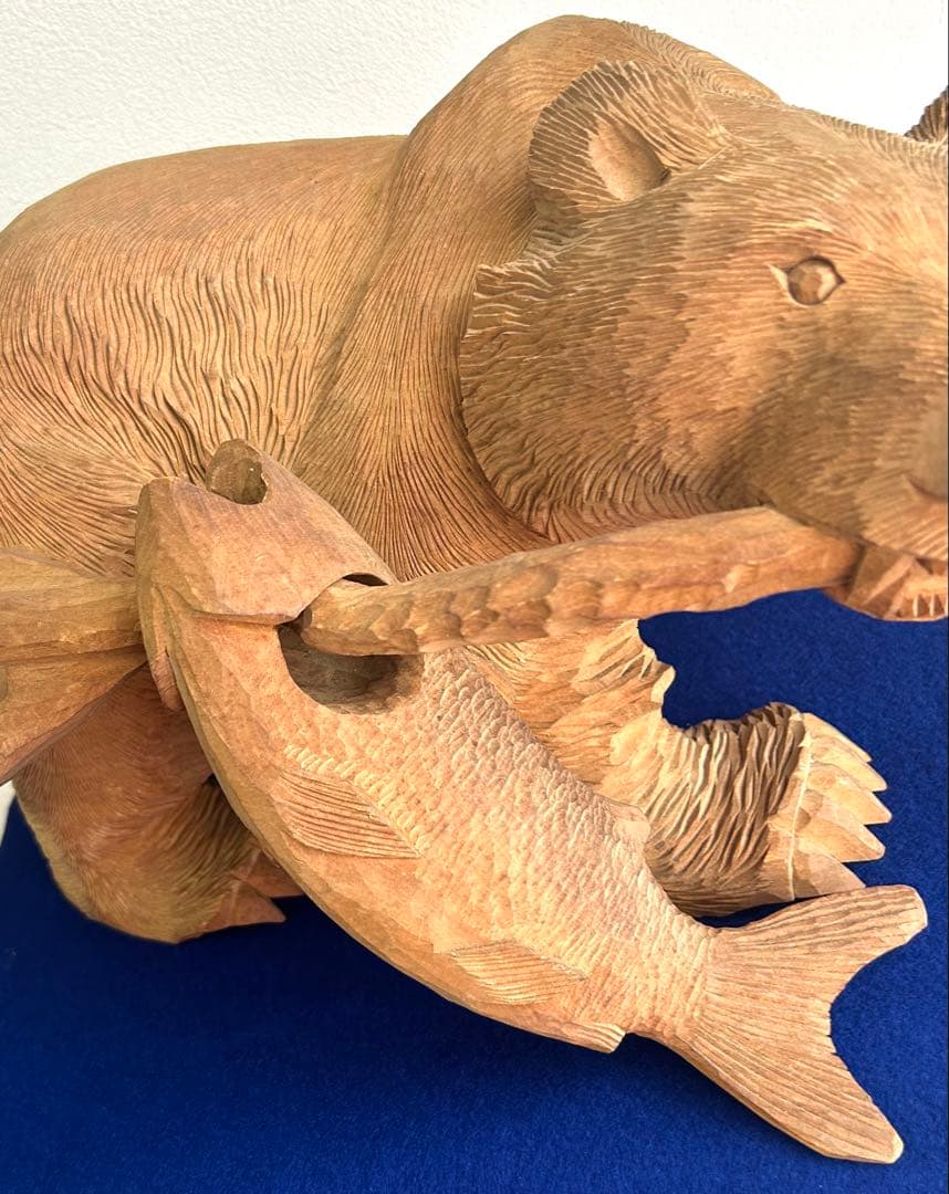 日川清作 トゥムシ彫り 木彫熊 1989年 北海道阿寒湖 3.4kg 37cm