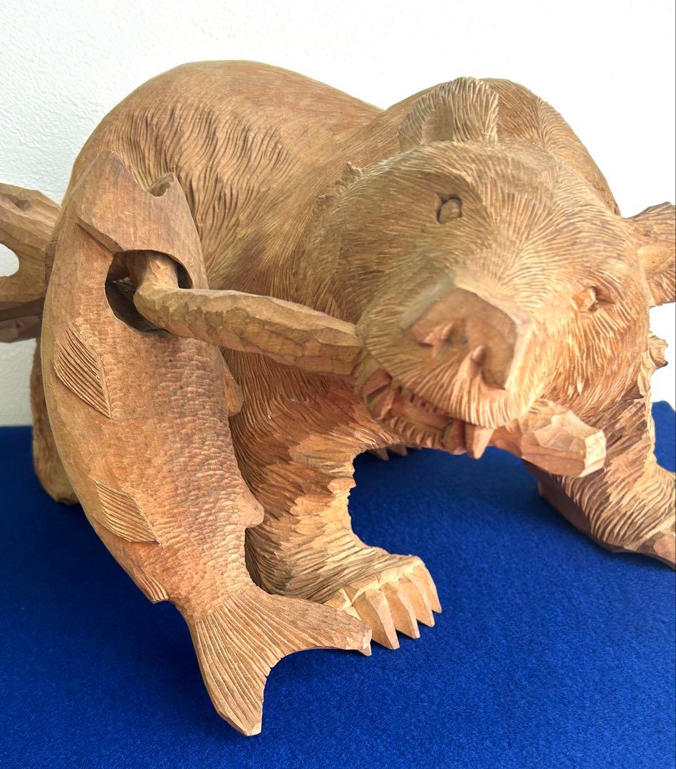 日川清作 トゥムシ彫り 木彫熊 1989年 北海道阿寒湖 3.4kg 37cm