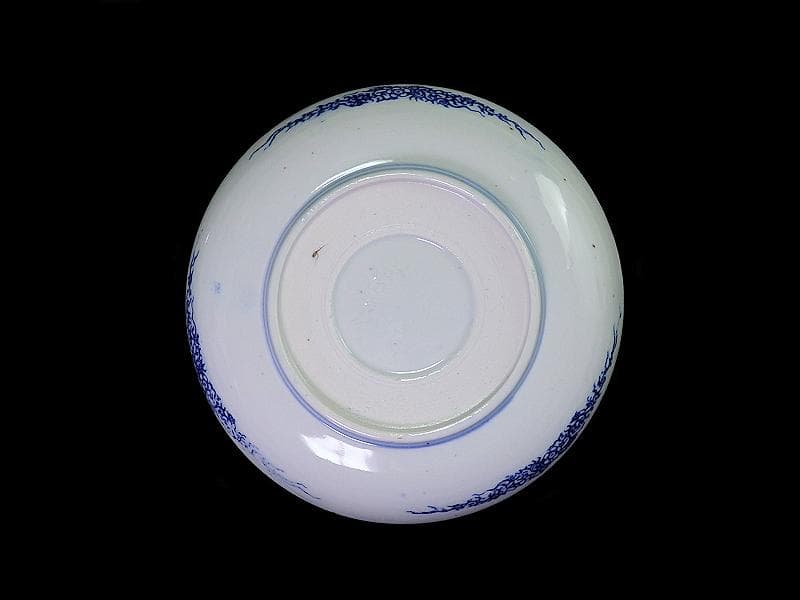 古伊万里　型刷り印判　染付　富士に龍の図　５寸皿　２枚　F175 AS-fbqv