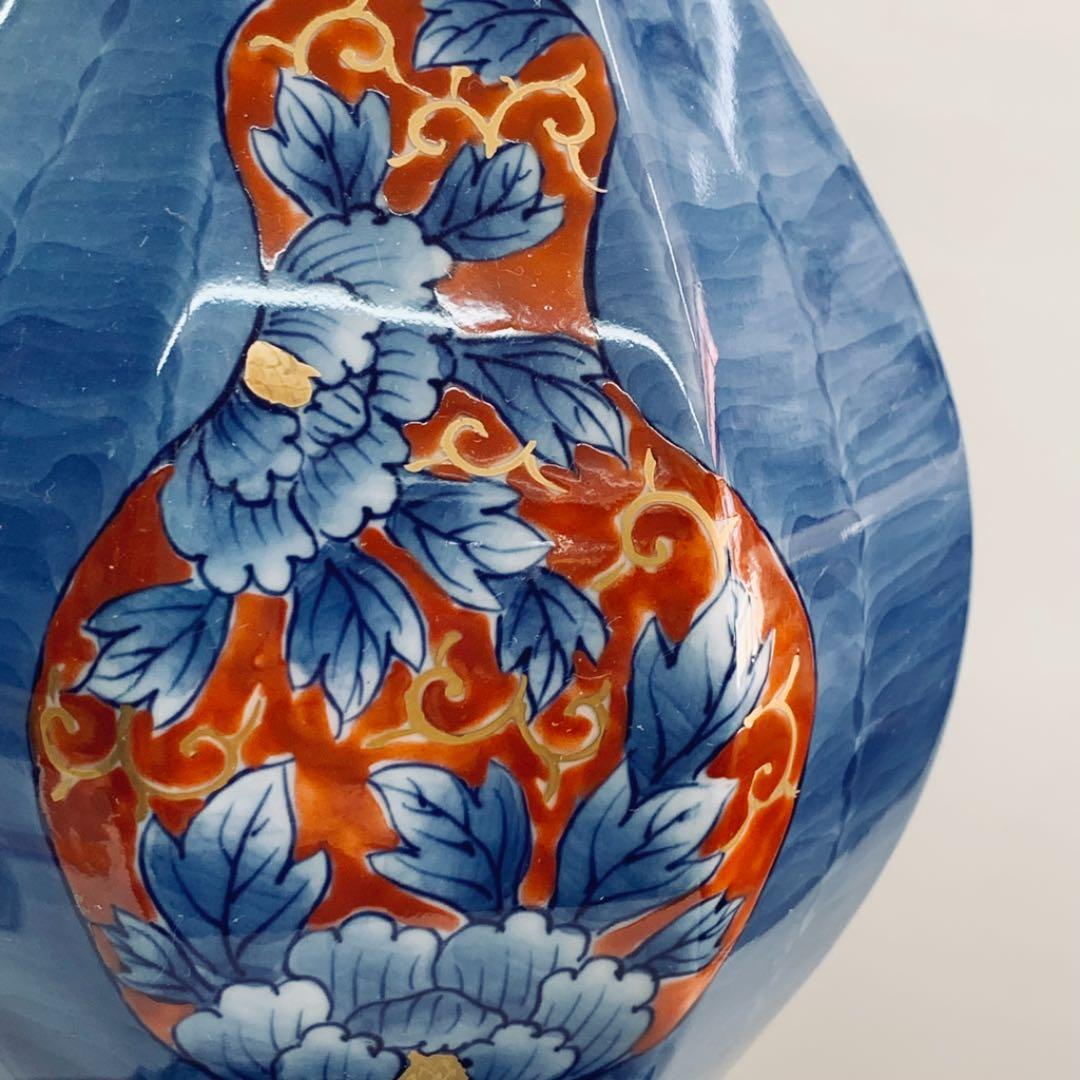 【花瓶1】有田焼　瓢形　瓢絵　12号　崋山万右衛門　共箱