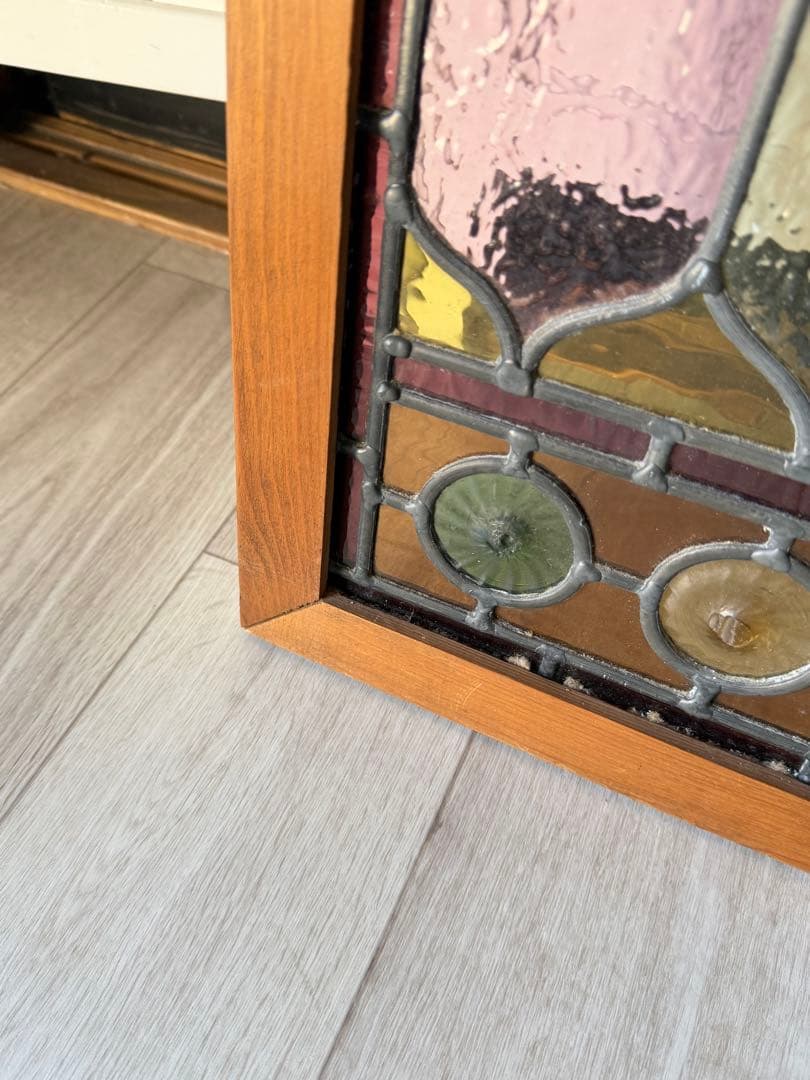 アンティークステンドグラス ロンデル マルチカラー 縦横使い 1920年代英国製