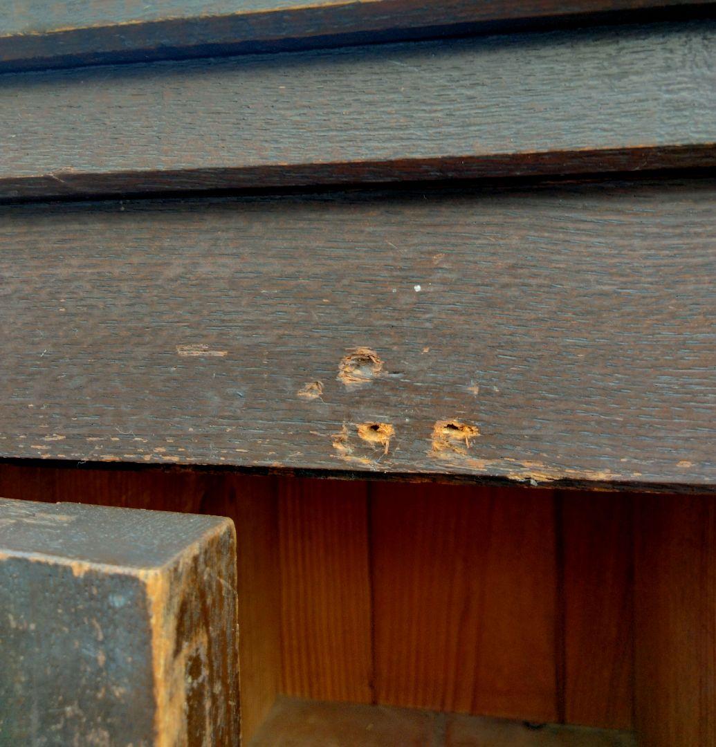 古道具　木製ガラスキャビネット ダークブラウン 2扉