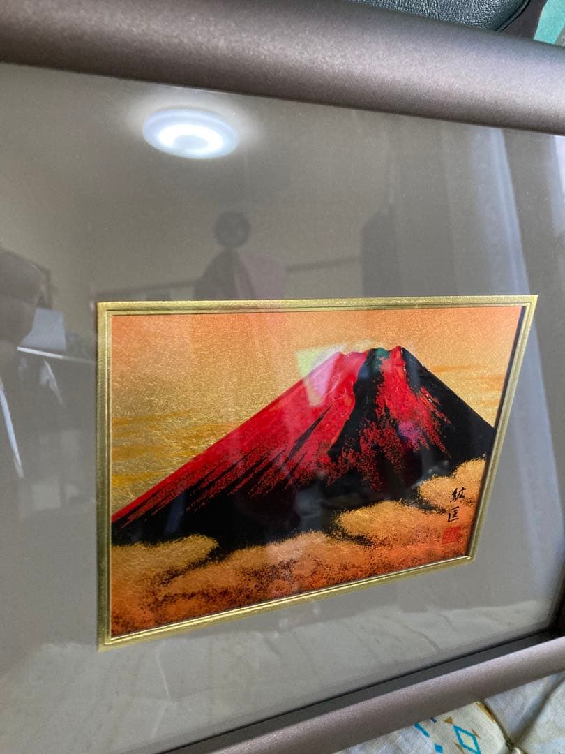 金箔　切り絵作家　濱谷紘匡　作　　赤富士　芸術品　絵画