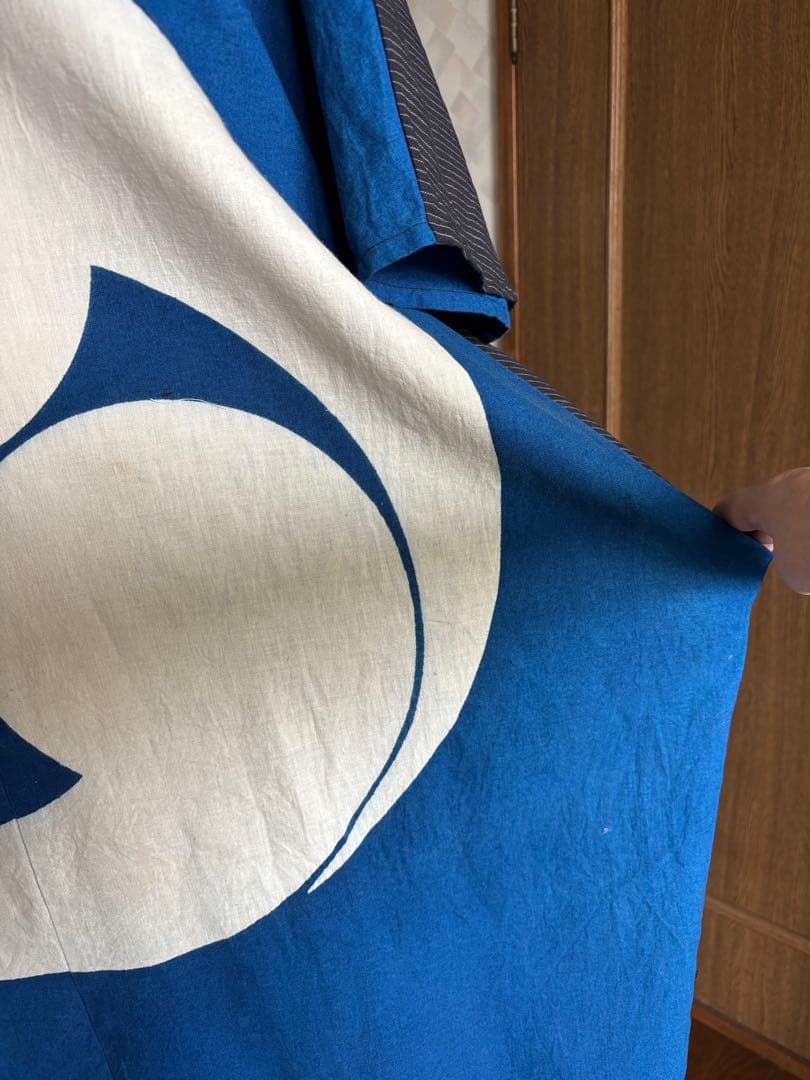 家紋　大幕　風呂敷　ドロップポケットワンピース　前後同型　藍染木綿