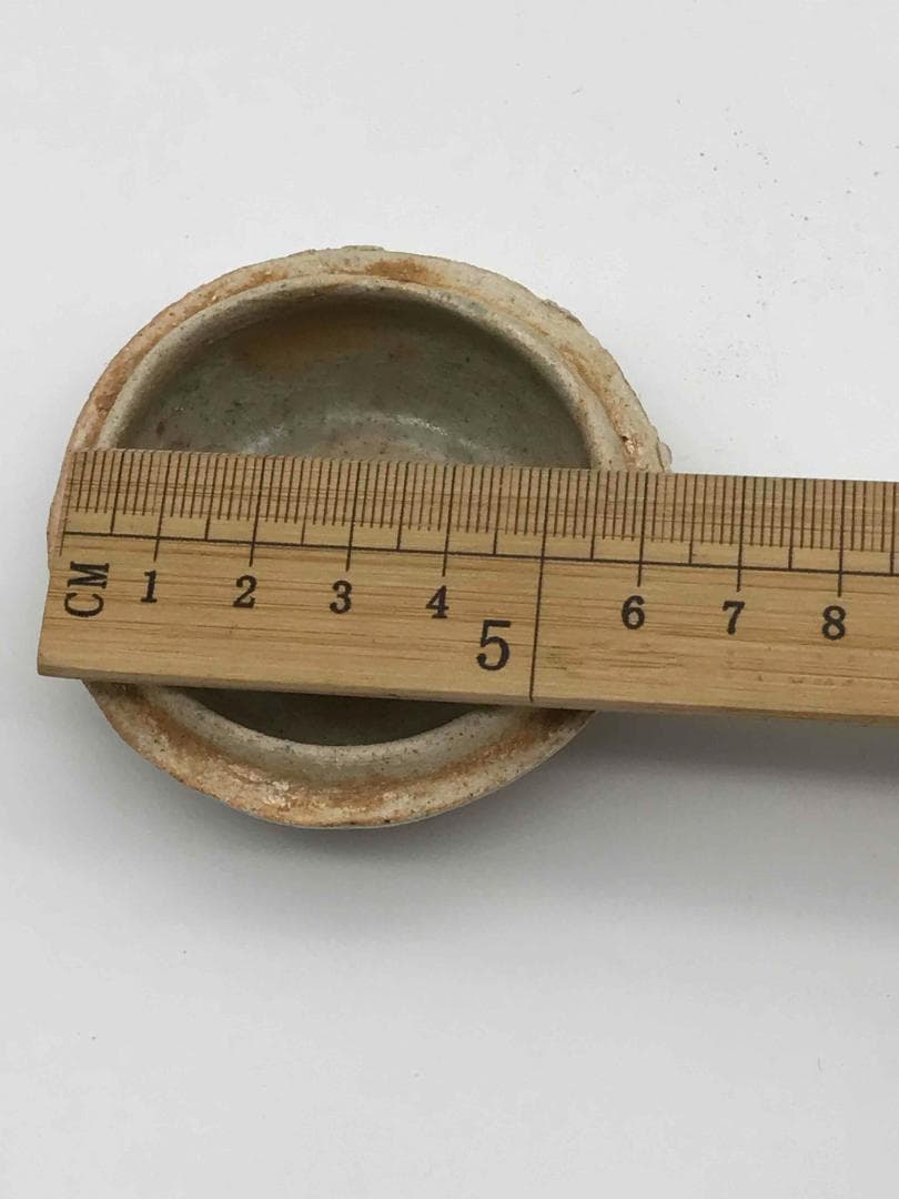 北宋時代　青白磁貼花牡丹文合子　香盒　香合　茶道具　香道具　(F-56)