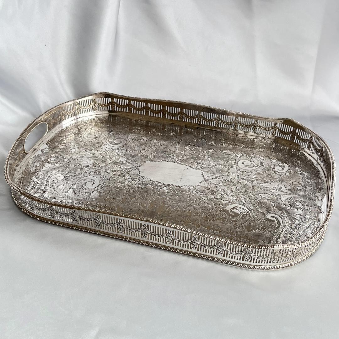 【Viners】 ギャラリートレー 46cm 【シルバープレート】大型