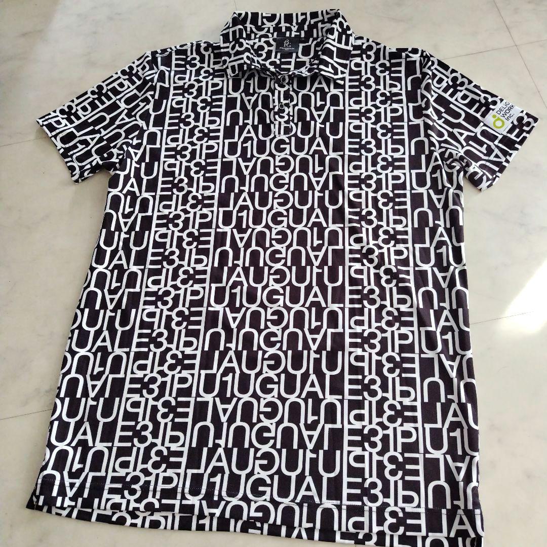 【美品】1PIU1UGUALE3 GOLF ロゴ ポロシャツ 半袖 XL 白黒