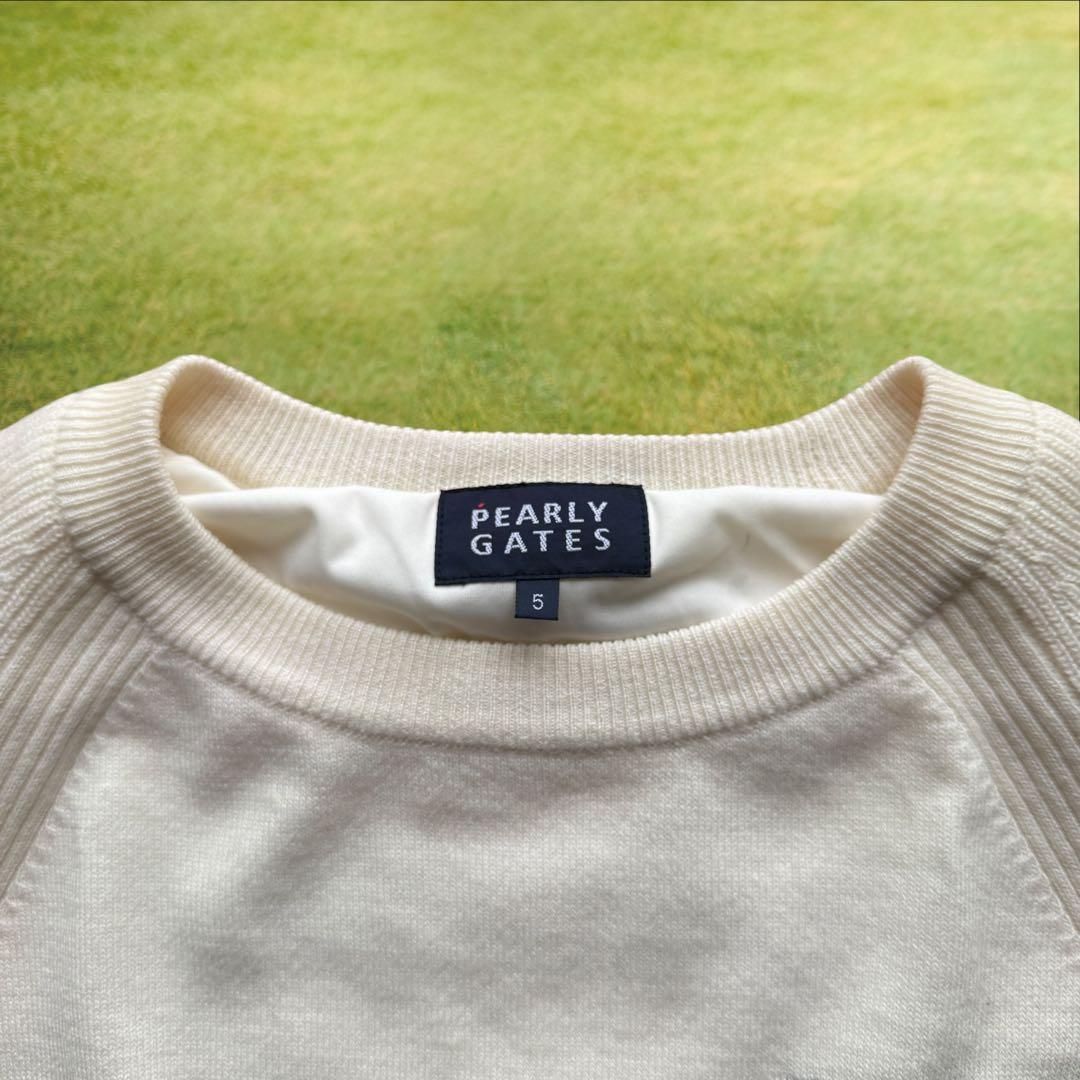 防寒　蓄熱　裏地付き　パーリーゲイツ　ニット　L〜XL相当 オフホワイト　紺　5