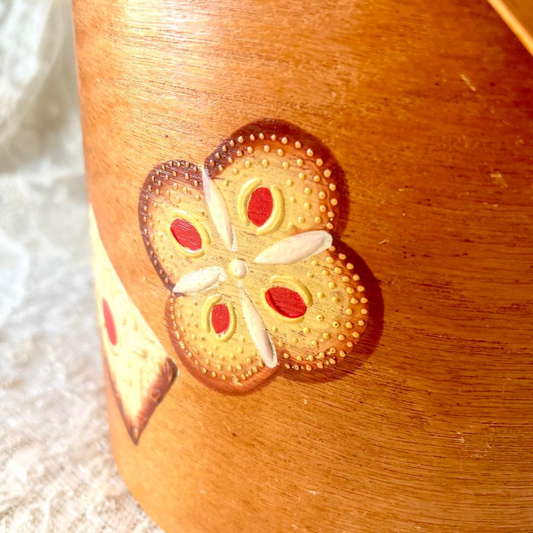 木製蓋付きビスケットジャー　キャニスター入れ持ち手ハンドルヨーロッパヴィンテージ