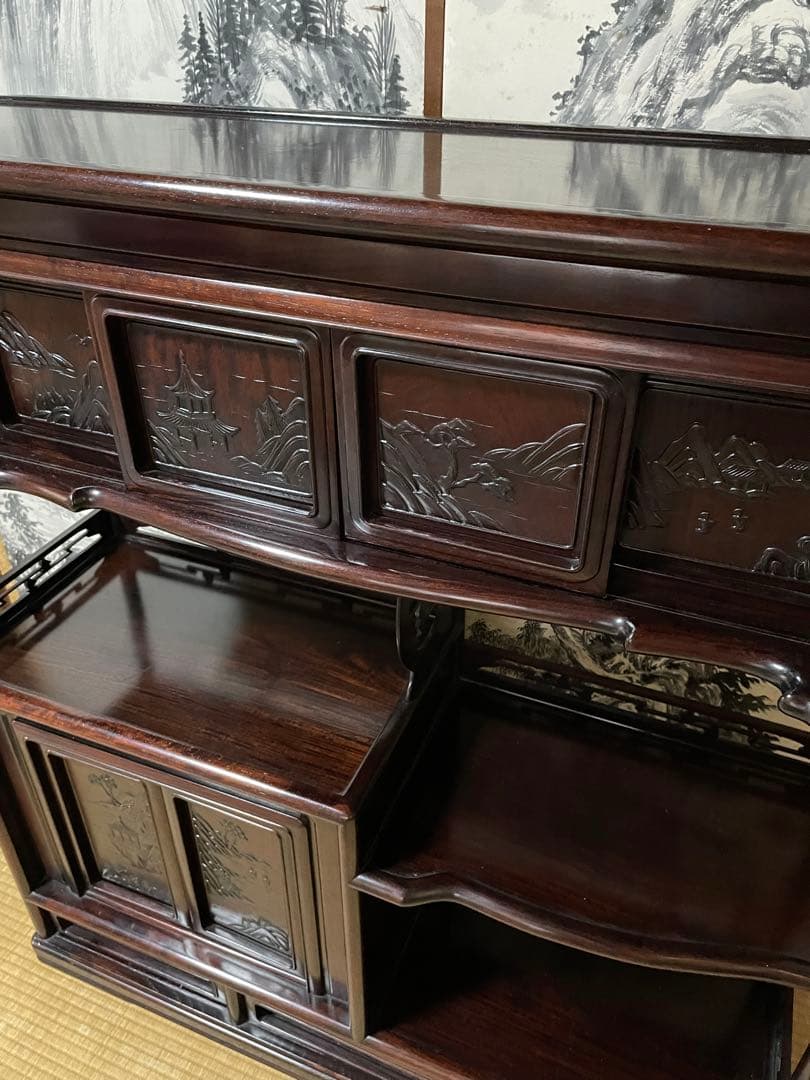 茶棚　アンティーク家具　唐木　花梨　紫檀　収納棚　中国家具　骨董品　古美術品