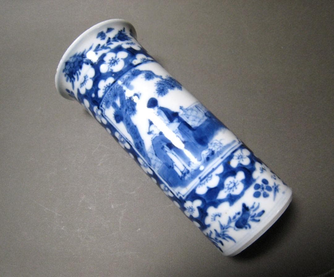 中国古玩　康熙年製 人物　風景　青花　染付　花入　中国美術 清代 明代 清朝期