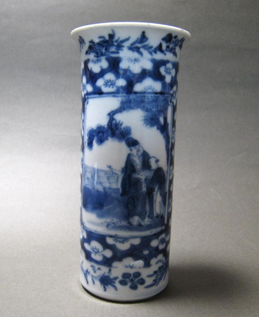 中国古玩　康熙年製 人物　風景　青花　染付　花入　中国美術 清代 明代 清朝期