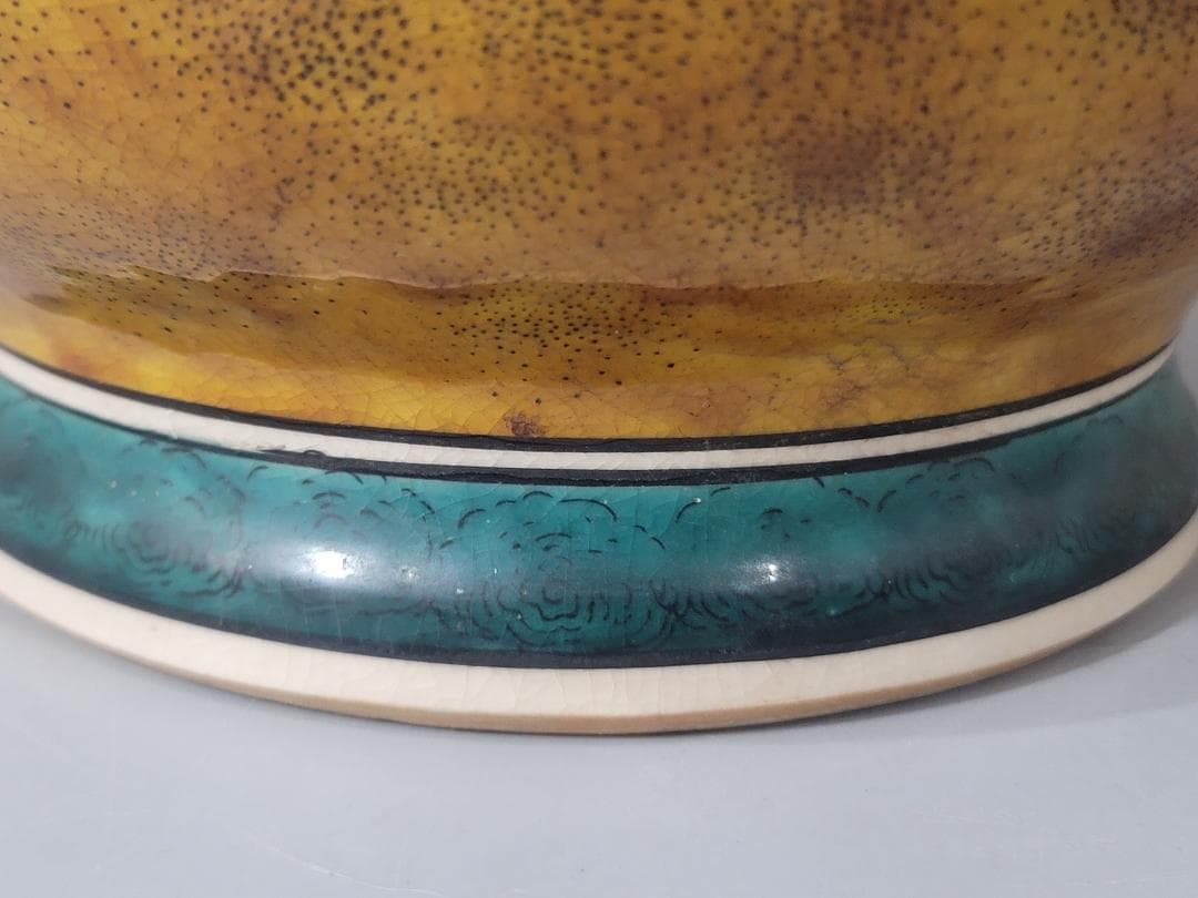 九谷 獅子牡丹 大きい花瓶 時代物