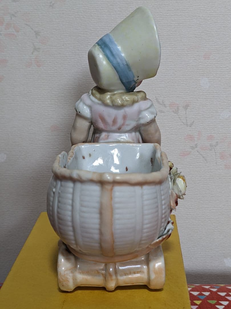 ♦明治時代 アールヌーボ 陶磁器人形 小物入れ？渋沢栄一 ポスター 骨董品