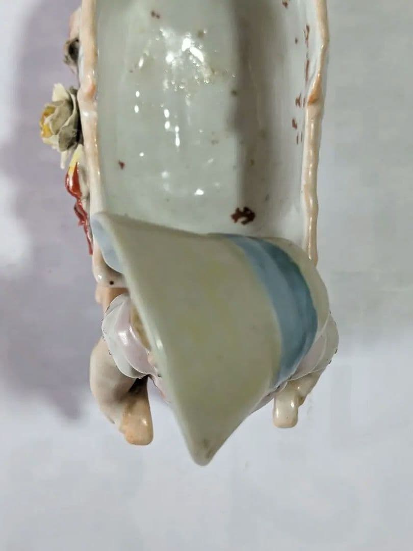 ♦明治時代 アールヌーボ 陶磁器人形 小物入れ？渋沢栄一 ポスター 骨董品