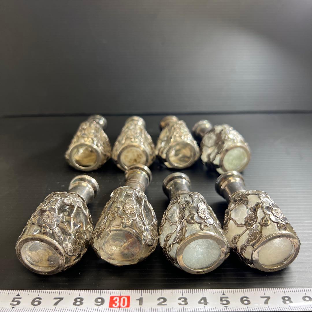 silver刻印　時代銀巻ガラス調味料入8点　東Y7-0905⭐︎2Fトカオ