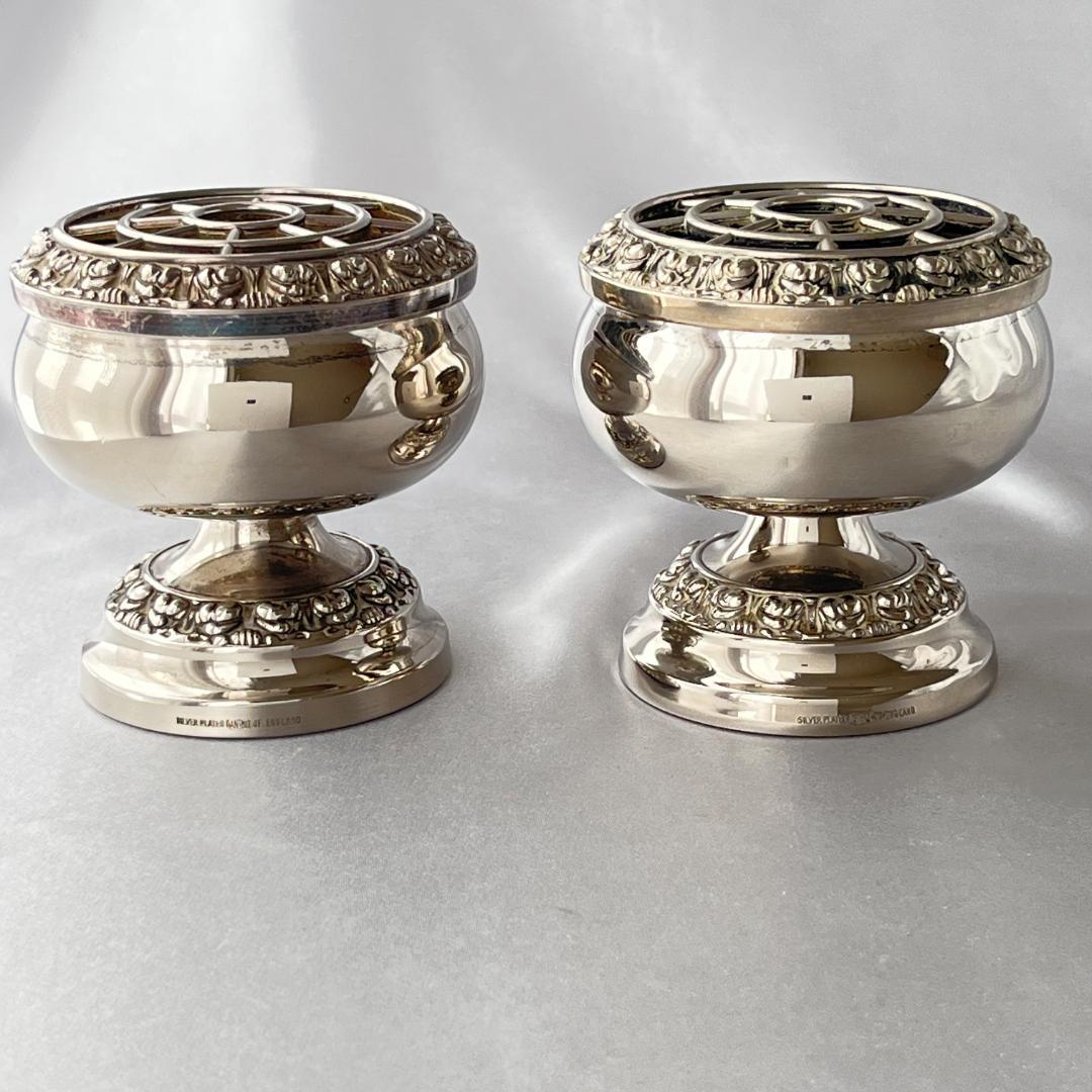 【IANTHE】ローズボウルバラ / 薔薇の花器セット　5点【シルバープレート】