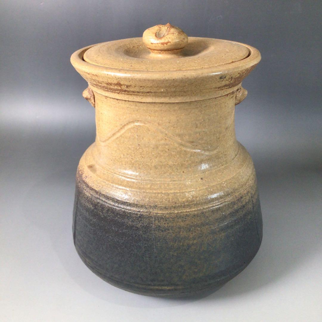 Ｓ１２６　水指　『芸州焼』『西本瑛泉造』『耳付水指』　共箱　茶道具